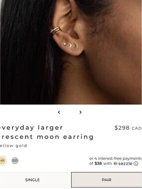 bluboho Yellow Gold Crescent Moon Stud Earrings